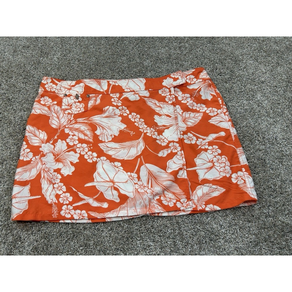 Tommy Bahama Relax Wrap‎ Skirt Womens L Orange Hawaiian Camp Beachy Travel #0436